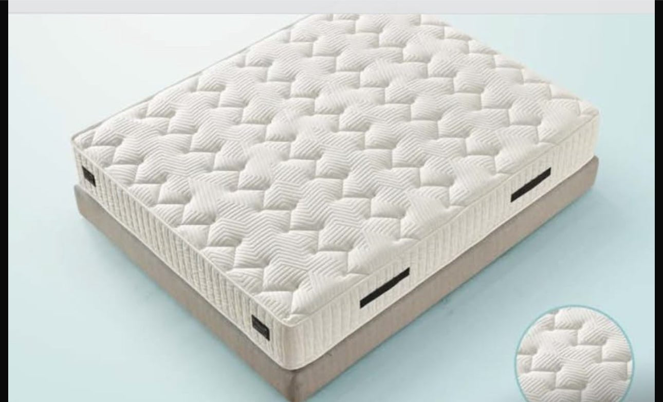 Beige Bed with 2 yopota & Vanity Mirror