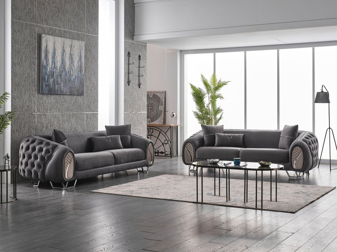 Black luxury living Room set - Two 3 Seater Sohva & 1 Chair