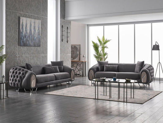 Black luxury living Room set - Two 3 Seater Sohva & 1 Chair