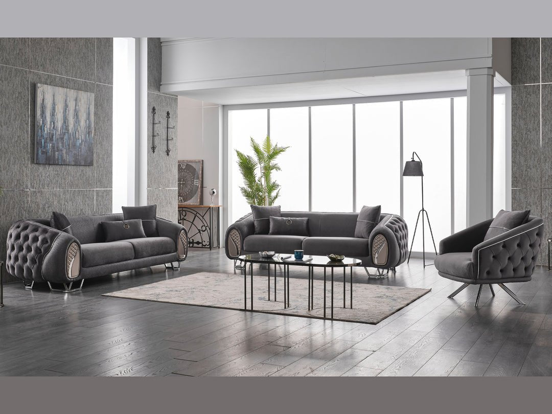 Black luxury living Room set - Two 3 Seater Sohva & 1 Chair