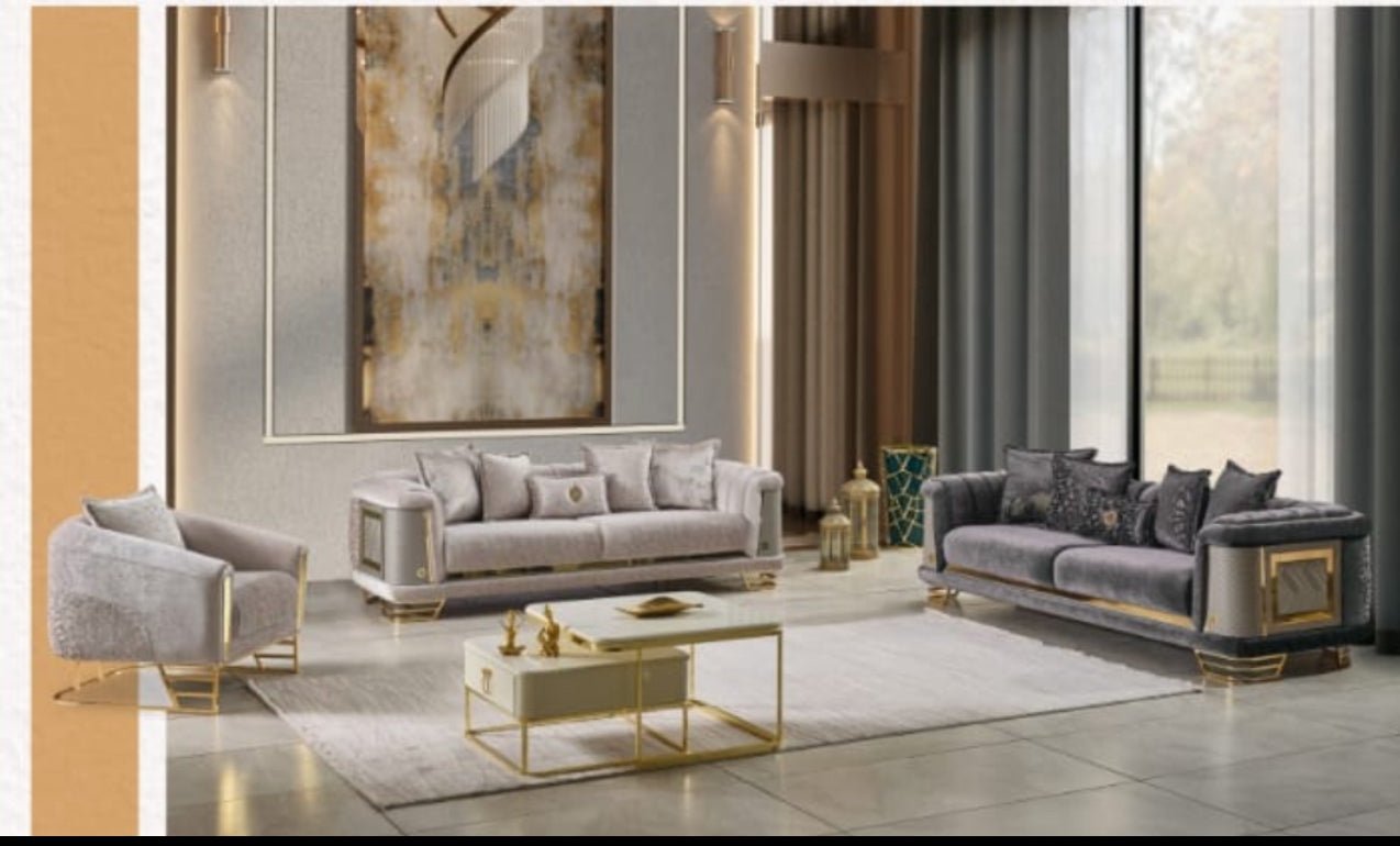 Rena Luxury 3 kpl olohuonesetit 3.2.1 sohva  - harmaa