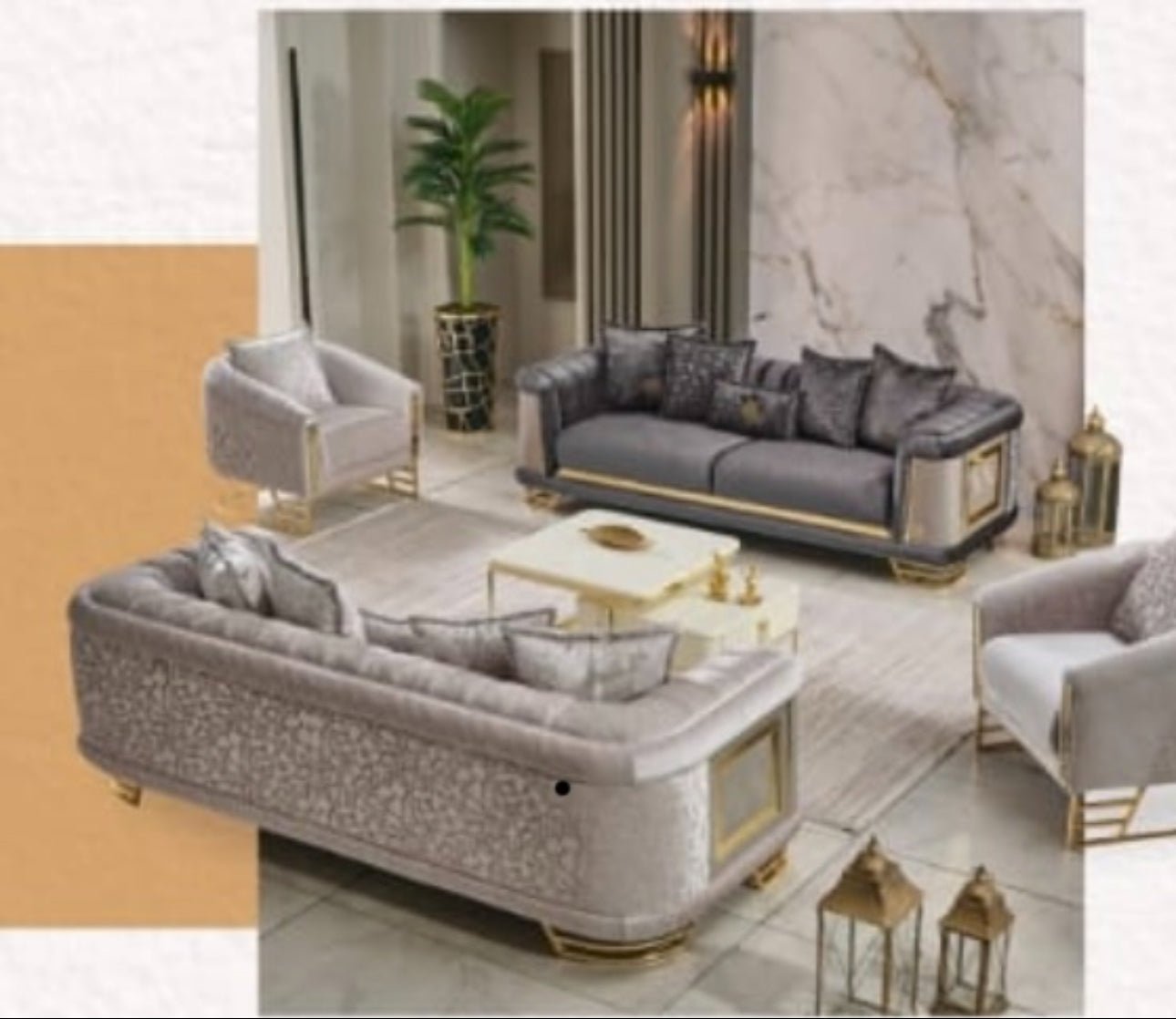 Rena Luxury 3 kpl olohuonesetit 3.2.1 sohva  - harmaa