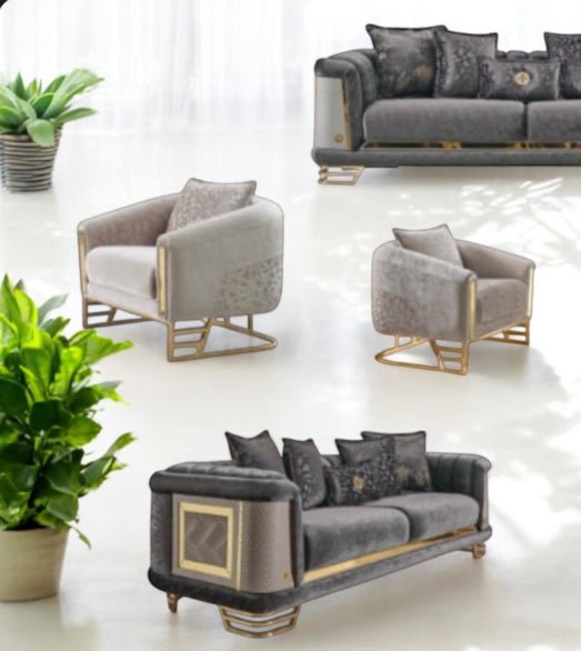 Rena Luxury 3 kpl olohuonesetit 3.2.1 sohva  - harmaa