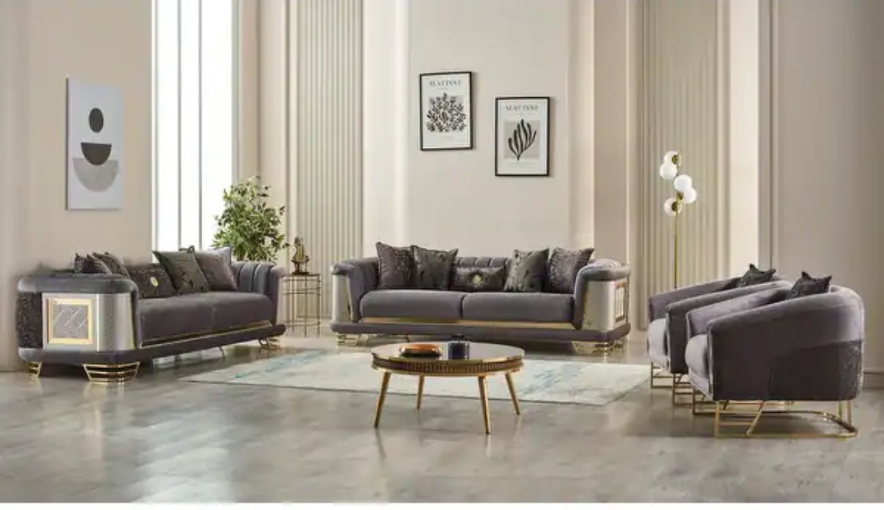 Rena Luxury 3 kpl olohuonesetit 3.2.1 sohva  - harmaa