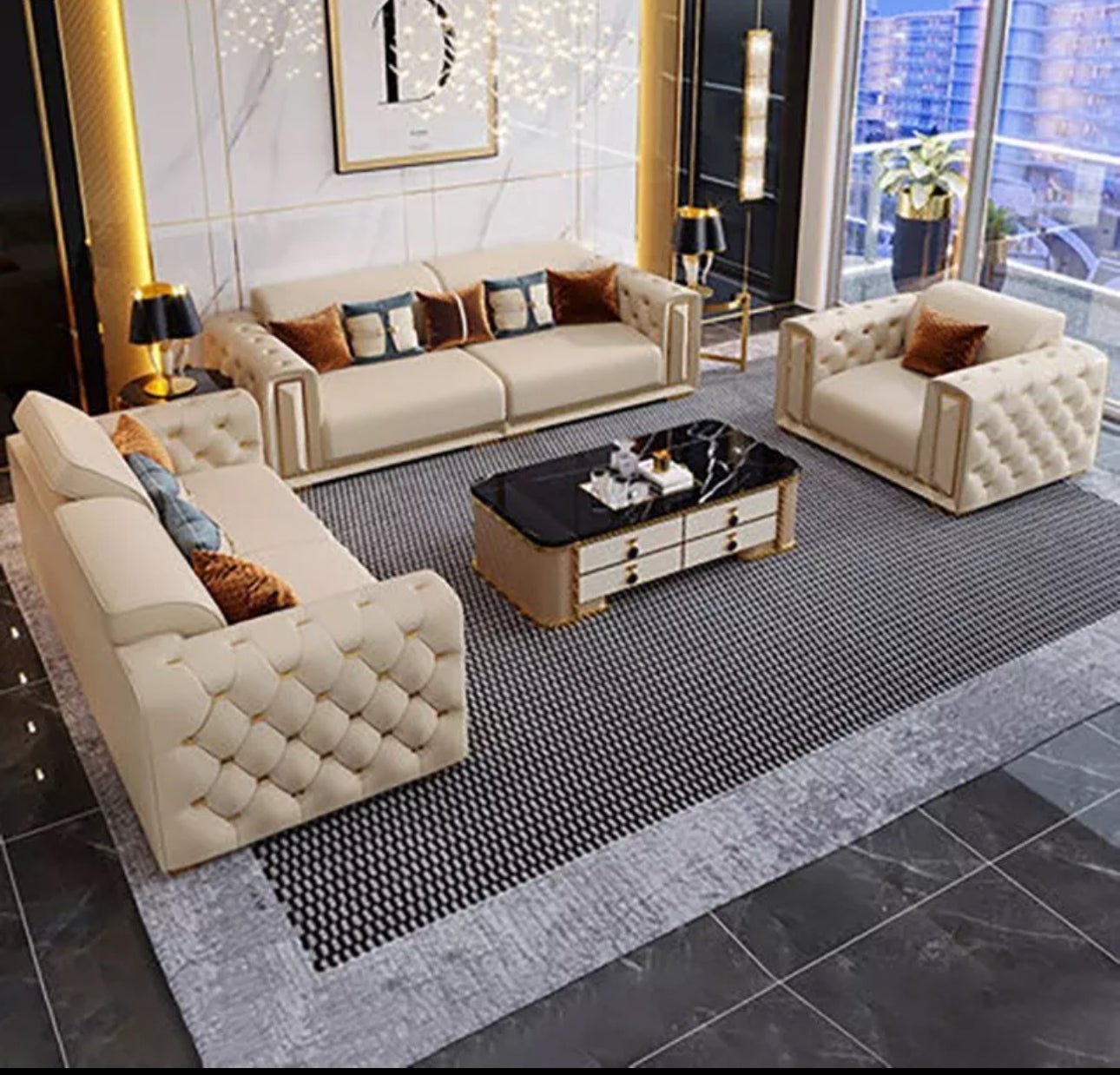 Chesterfield‑tyylinen ylellinen aito nahkainen olohuonesarja – Nordic Big Design, puinen klassinen arabialainen tyyli