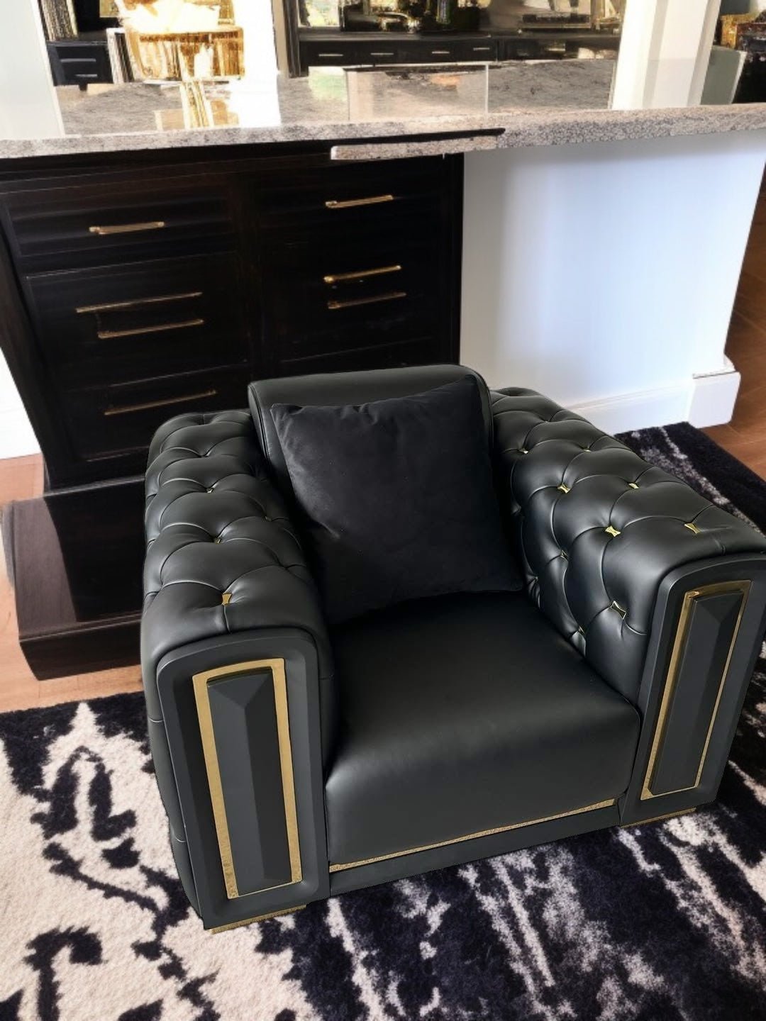 Chesterfield‑tyylinen ylellinen aito nahkainen olohuonesarja – Nordic Big Design, puinen klassinen arabialainen tyyli