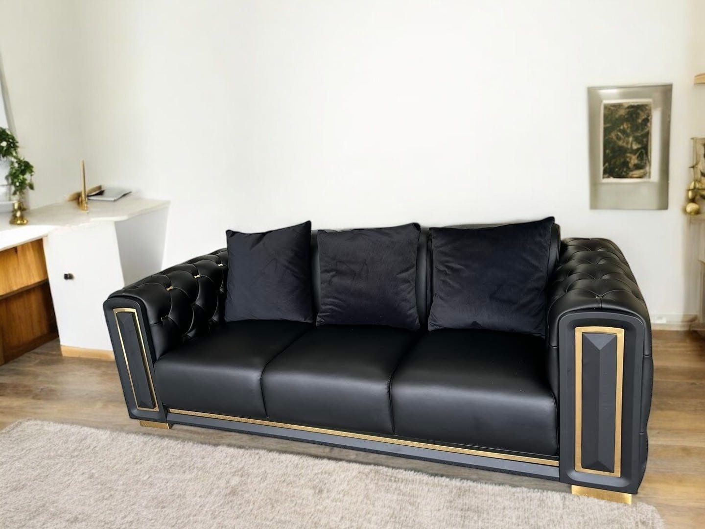 Chesterfield‑tyylinen ylellinen aito nahkainen olohuonesarja – Nordic Big Design, puinen klassinen arabialainen tyyli