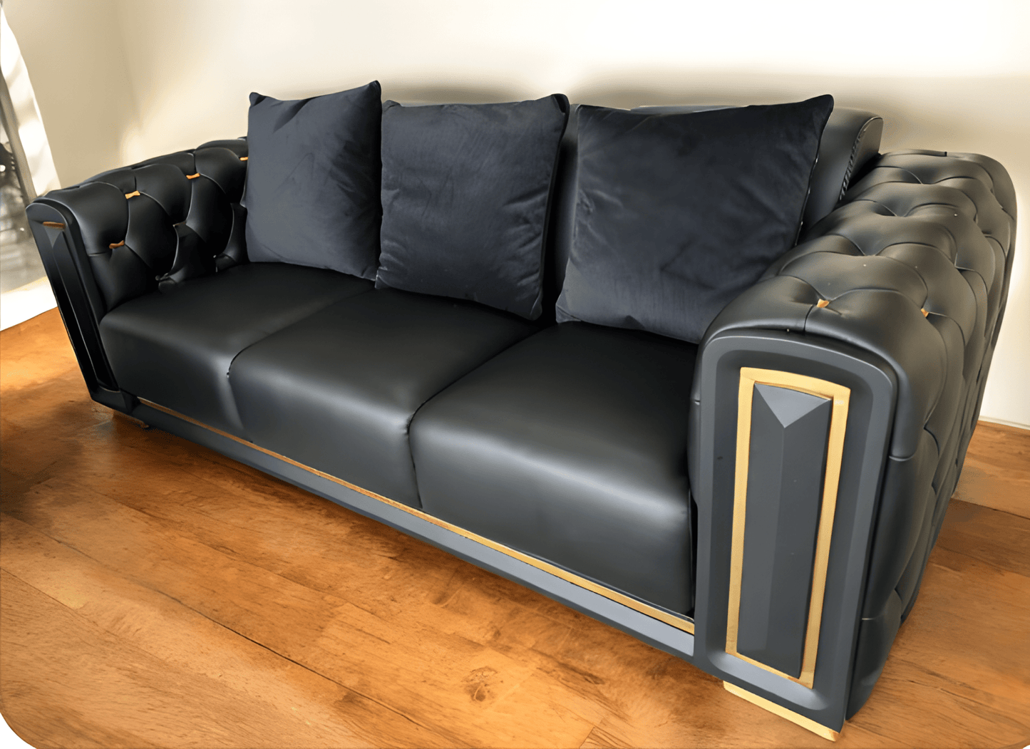 Chesterfield‑tyylinen ylellinen aito nahkainen olohuonesarja – Nordic Big Design, puinen klassinen arabialainen tyyli