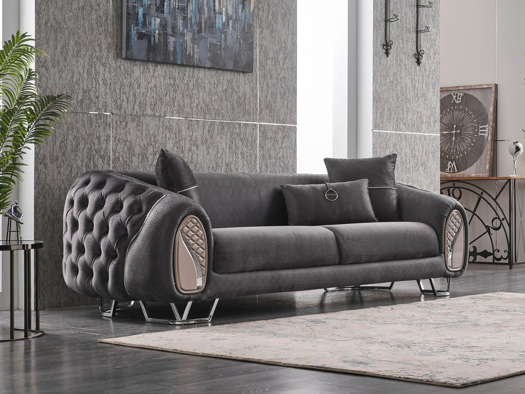 Black luxury living Room set - Two 3 Seater Sohva & 1 Chair